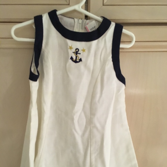 Girl's Nautical 2PC Dress-Off White & Blue- Gold Buttons - Size 4T Worn Once - Picture 3 of 11